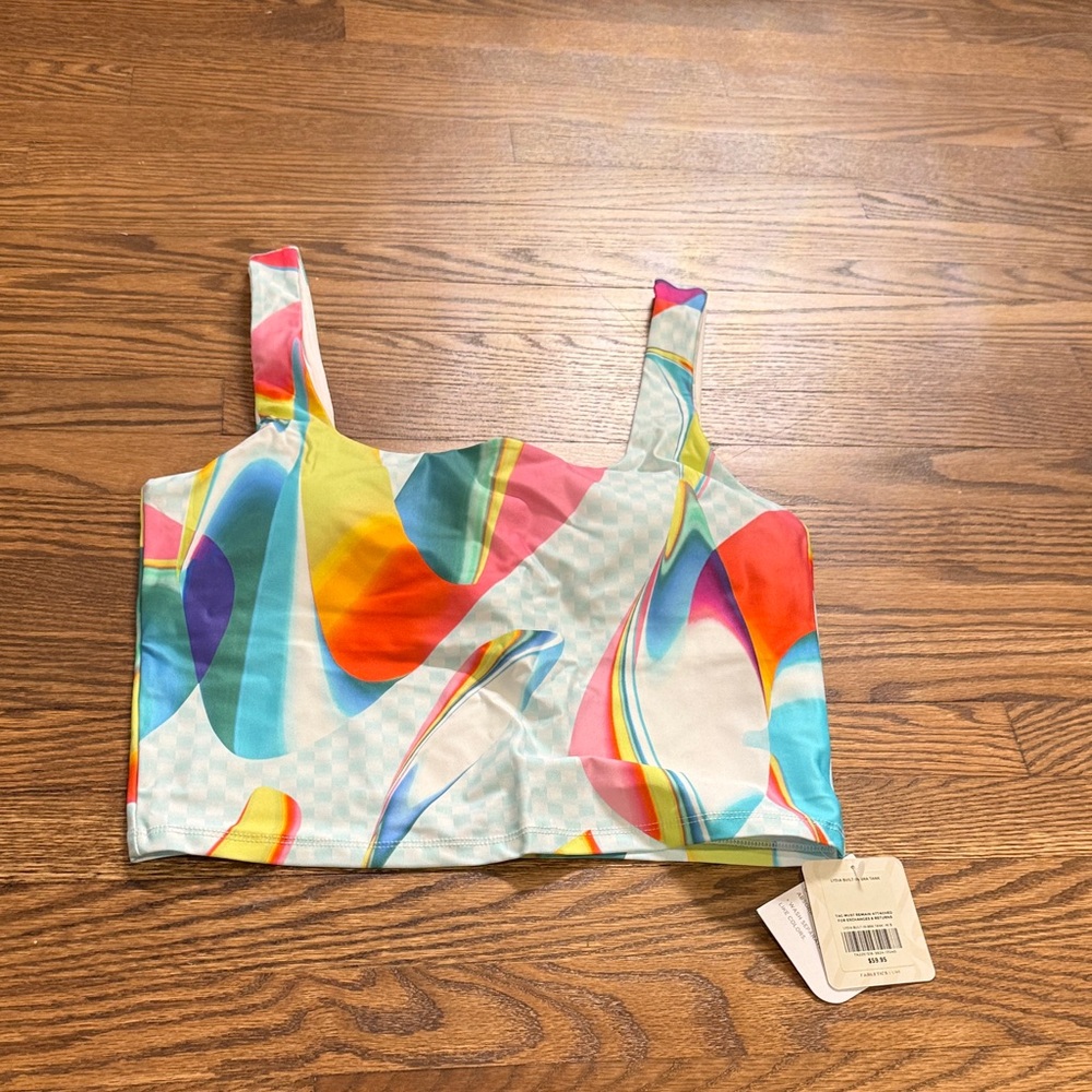NWT Fabletics Multicolor Abstract Crop Top Size Medium